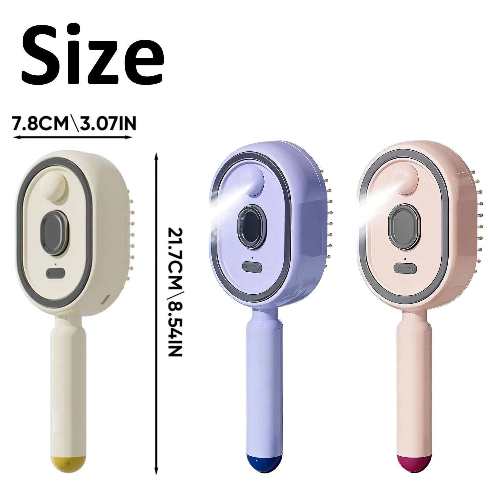 Brosse à cheveux électrique massante avec coussin d'air et brumisateur, 2 en 1, démêlante et brumisatrice avec poils rétractables, utilisable sur cheveux secs ou mouillés (White,1)