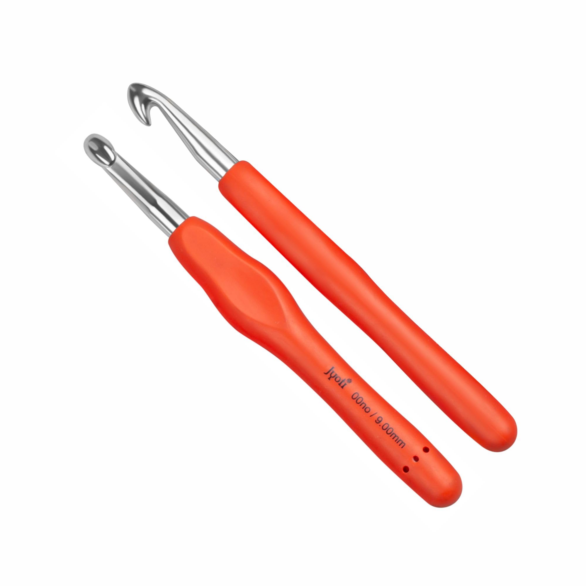 Jyoti Crochet Hook Needle with Soft Rubberized Handle, Aluminium Knitting Hook Yarn Craft, Sewing & DIY Art for Beginners & Professionals, # 15737 (Length 6"/15cm of Size 00/9mm) - Pack of 5 Pieces-image-25