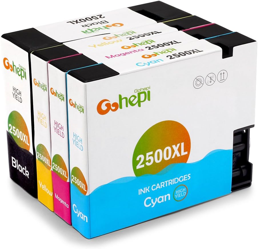 Gohepi Compatible Cartridge Replacement for Canon PGI-2500XL Ink Cartridges, 1 Set Compatible with Canon MAXIFY MB5050 MB5350 iB4050