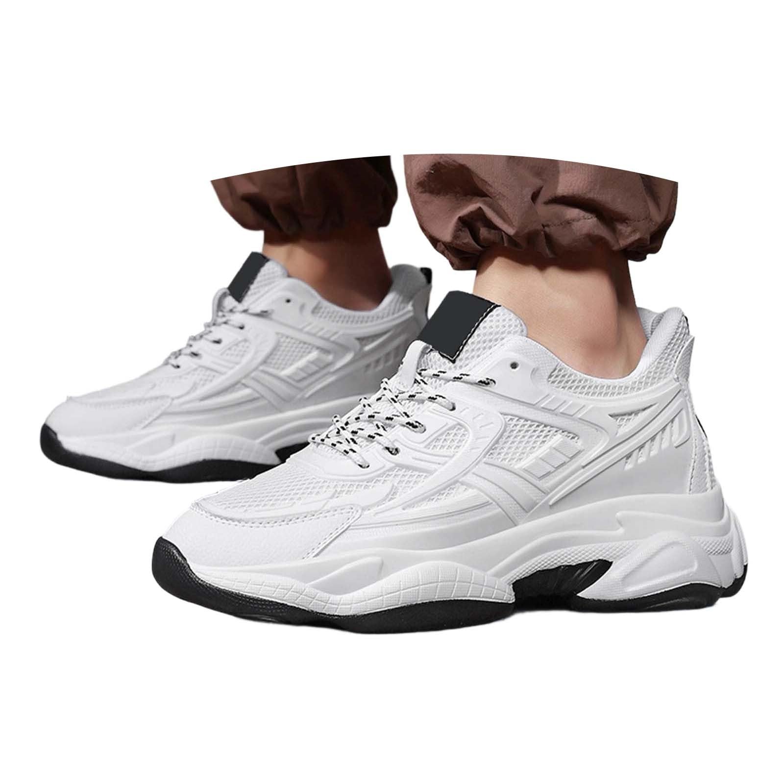 Scarpe da uomo in mesh rialzate 6 cm – Sneakers con lacci con zeppe, Sneakers Running, Tennis sportivo, tomaia traspirante, suola spessa, imbottitura interna – tempo libero, corsa, camminata, casual