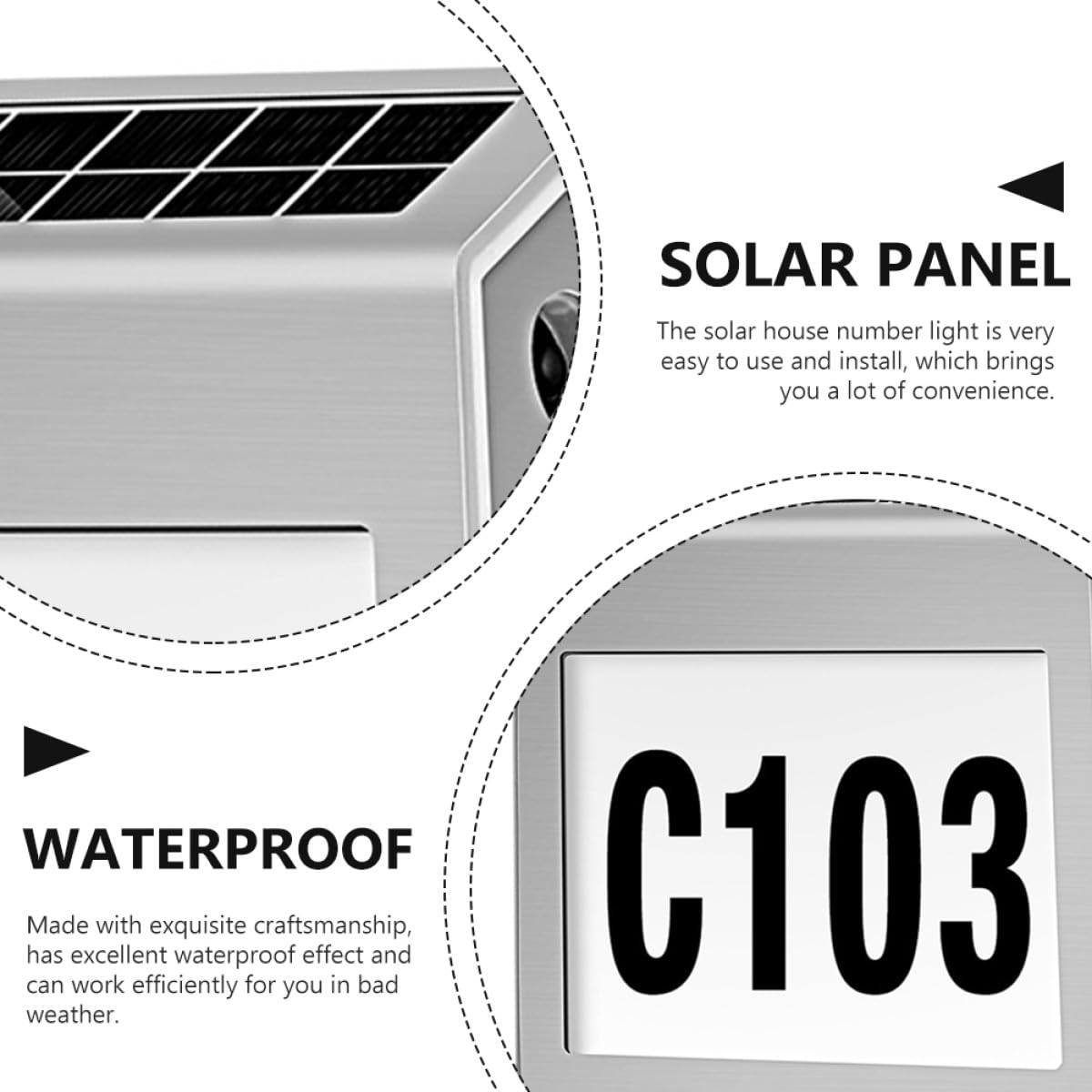 Alipis Solar Haustürleuchte aus Silbernem Pp mit Ip54 Wasserdichtem Design und 8-12 Stunden Beleuchtungszeit als Solarbetriebene Hausnummernleuchte für Außenbereich