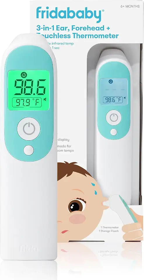 Frida Baby Thermometer, 3-in-1 Infrared Thermometer for Ear, Forehead &amp; Touchless, FSA/ HSA Eligible Fever Thermometer for Baby, Infants ,Toddlers, Kids &amp; Adults