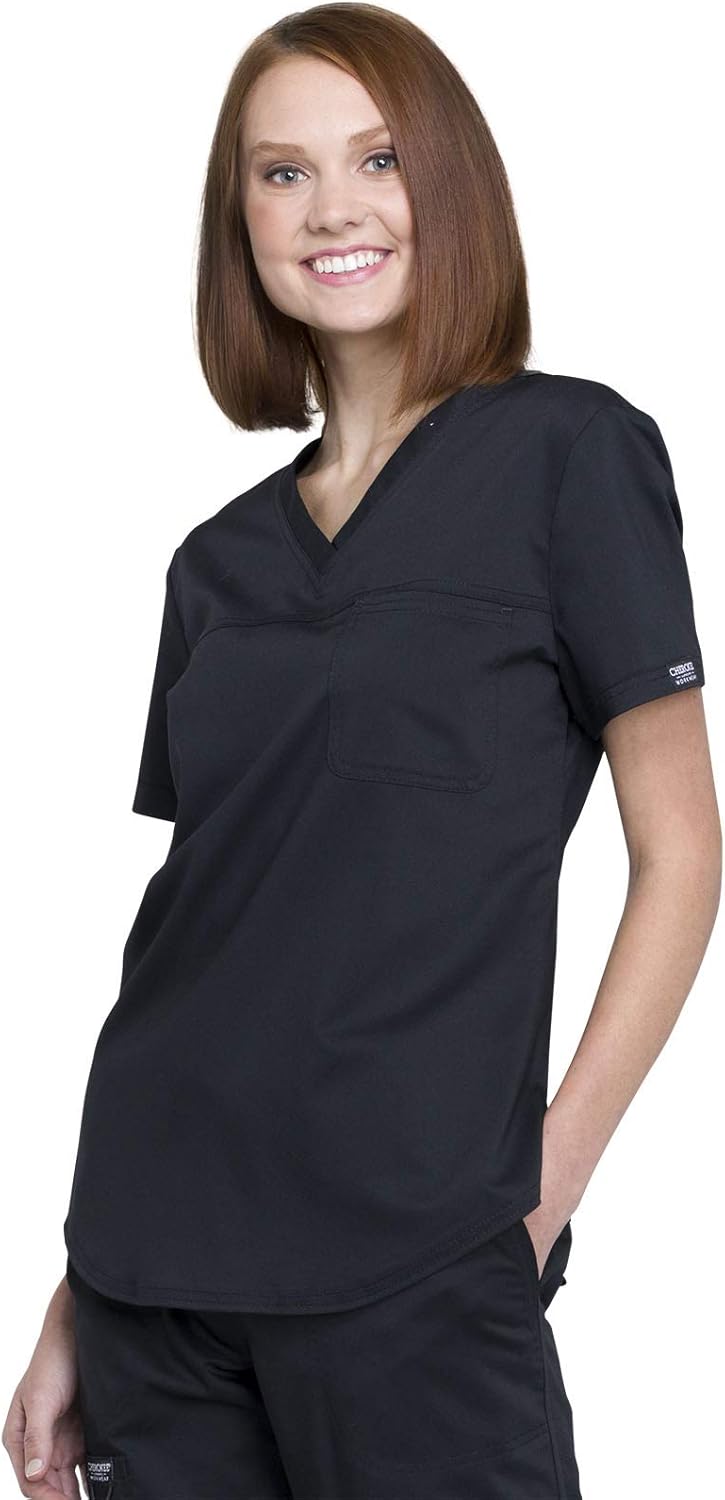 Cherokee Scrubs for Women Tuckable V-Neck O.R. Scrub Top with Chest Pocket,Soft Stretch,Easy Care Medical Uniform - WW657 - Image 2