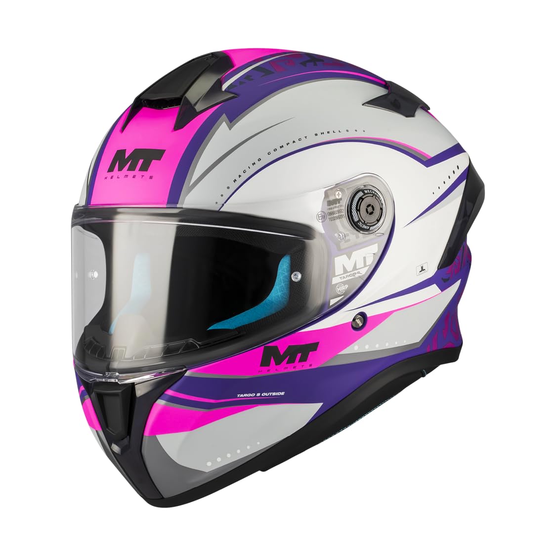 MT HELMETS Targo S – Casco Moto Integral con Visor Solar Full Vision, Pantalla Compatible con Pinlock, Interior Lavable y Cierre Micrométrico | Calota HIRP | Homologado ECE 22.06 & DOT