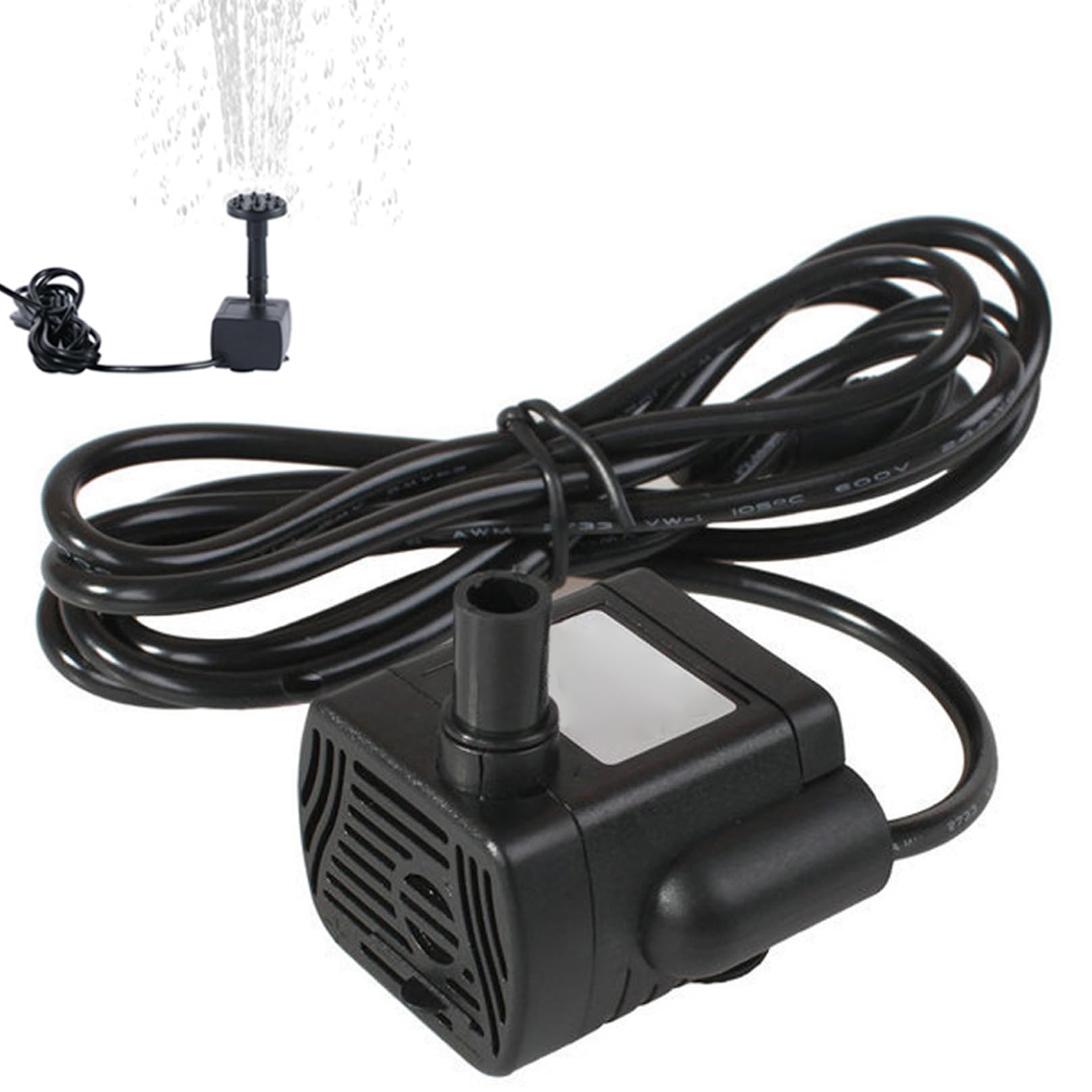Solar Water Fountain Pump, Mini Solar Fountain Pump with 1.5m Power Cord, Brushless Mini Submersible for Aquarium Fish Tank Birdbath (No Solar Panel)