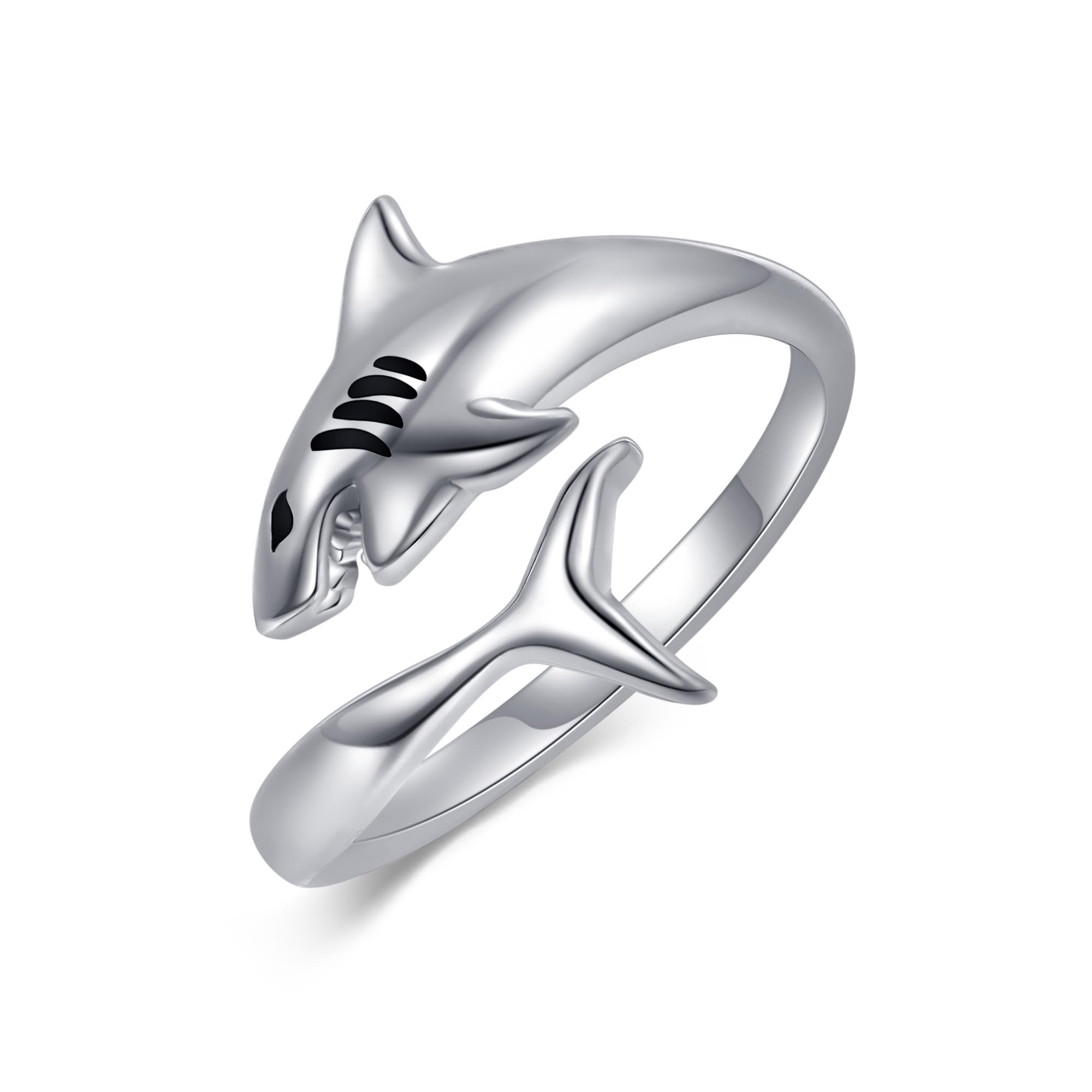 Sponsored Ad – Shark Ring 925 Sterling Silver Adjustable Open Shark Rings Shark Jewelry Ocean Gifts for Women Men Girls Shark Lovers