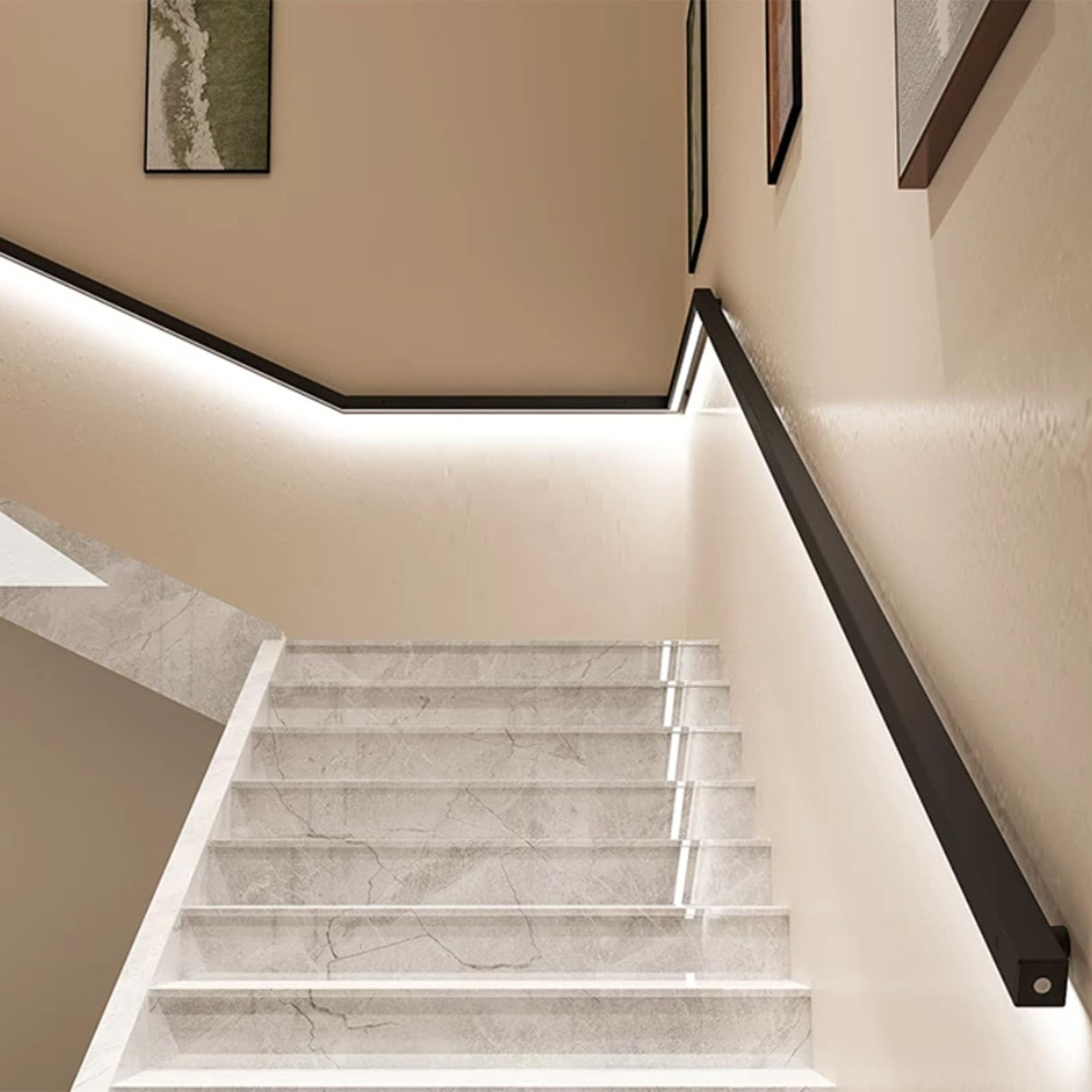 Luz LED minimalista de aluminio con sensor de movimiento de 4 m para escaleras y barandillas seguras, fácil instalación para cocina y cubierta, lado derecho, uso en exteriores e interiores