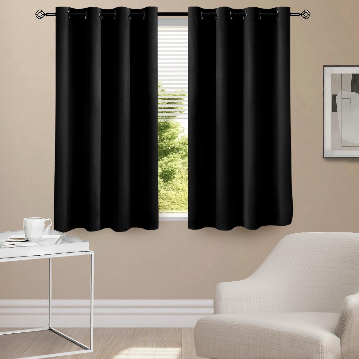 CUCRAF Lot de 2 rideaux en velours avec œillets - 160 x 140 cm (H x l) - Élégants - Isolation thermique - Isolation acoustique - Doux, protection contre le froid - Pour salon, chambre à coucher