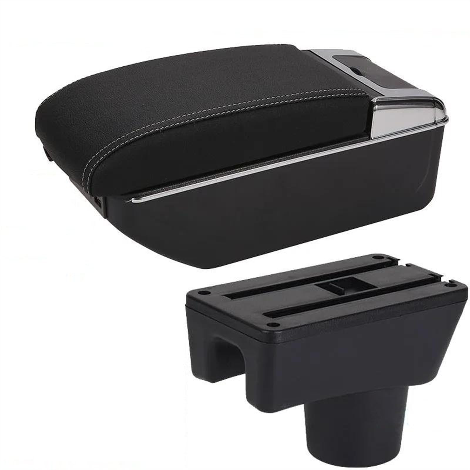NOHEEU Car Armrest Box Retrofit Parts Accessorie Storage For Attrage For Mirage(A3 Black white 7USB)