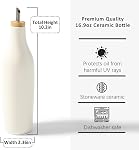 HOMCDALY Ceramic Olive Oil Dispenser for Kitchen, Stoneware 16oz Oil and Vinegar Bottles Dispenser, Kitchen Dispenser Bottle for EVOO Vinegar Syrups, Modern Farmhouse Design(W)