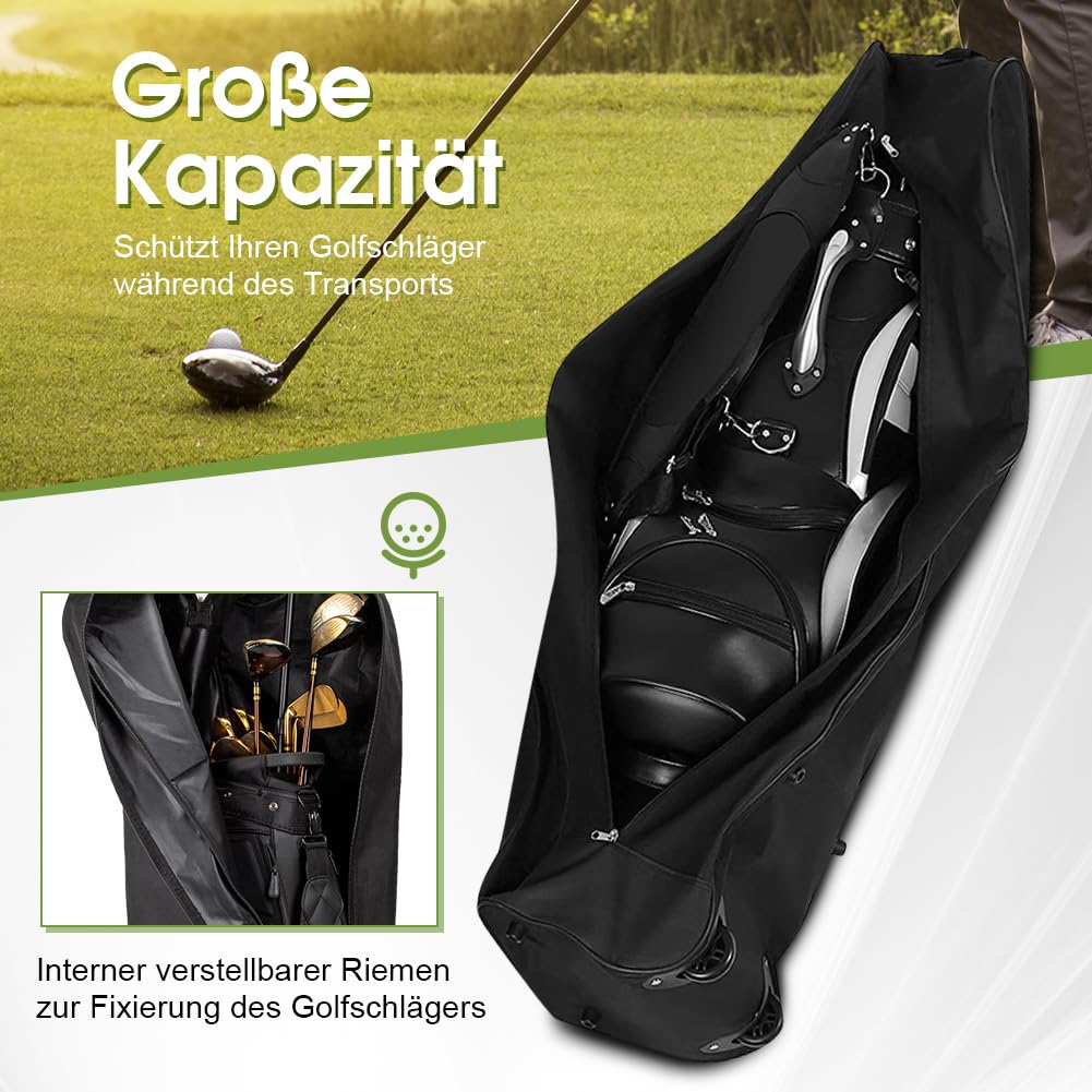 Sac de voyage de golf à roulettes, sac de golf de voyage pour compagnies aériennes, tissu Oxford 600D résistant à l'usure, sac de voyage de golf avec barre de support réglable