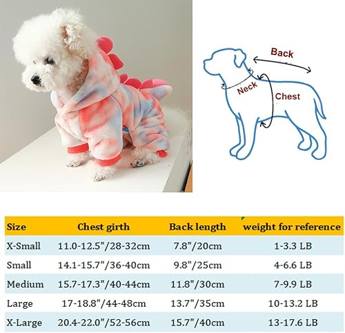 Miniatura 5 de Disfraz de dinosaurio para Navidad y Halloween, sudadera con capucha de dinosaurio para perros pequeños, para clima frío, pijama para perro, pijama