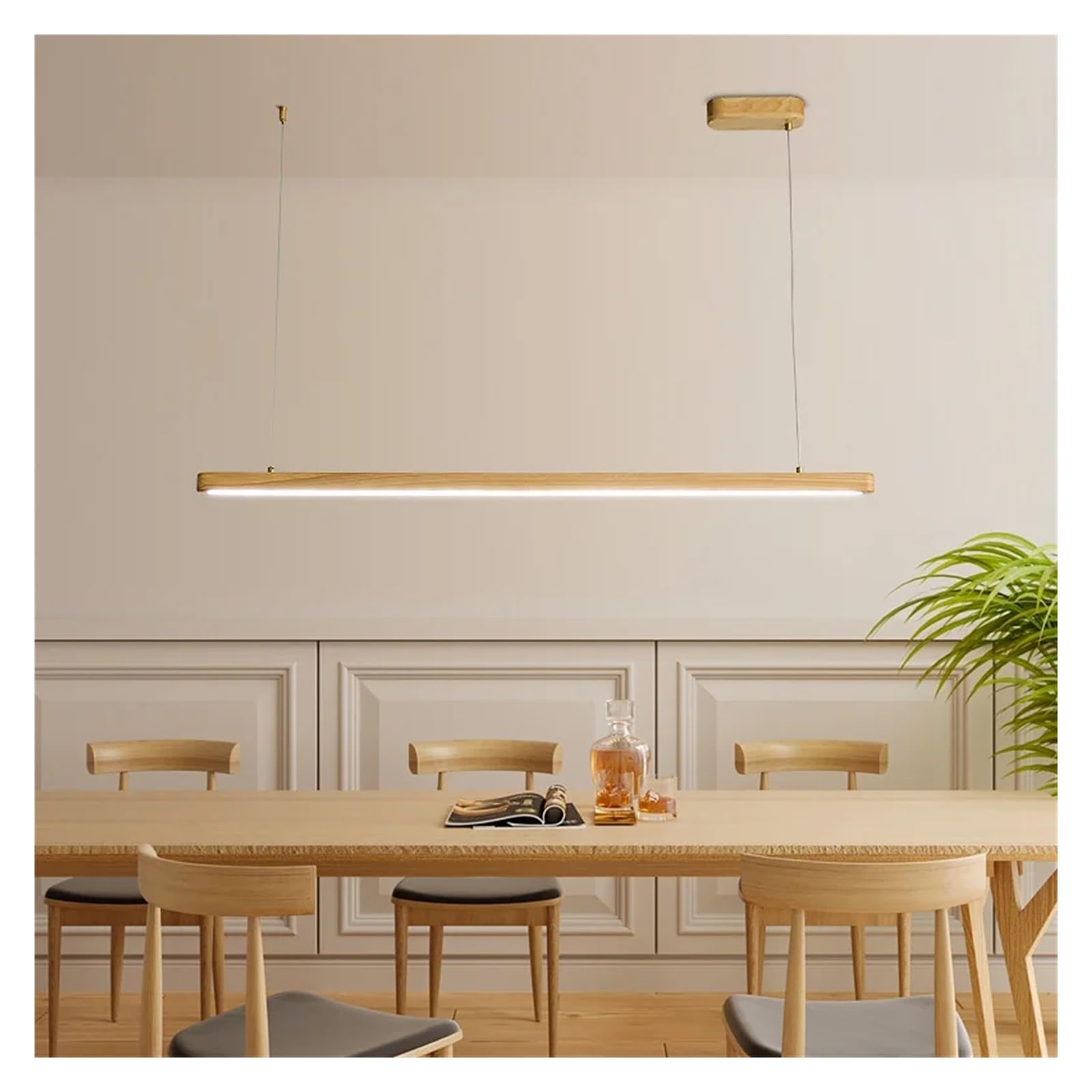 Luminaire décoratif intérieur en bois suspendu pour éclairage bureau