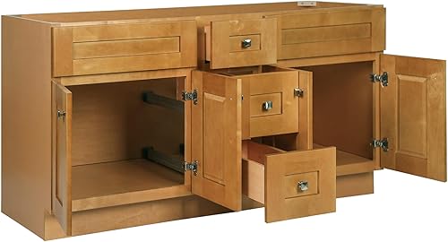 Miniatura 7 de Design House - Mueble de tocador de baño moderno sin ensamblar de 4 puertas y 3 cajones, 60 x 21, gris, 599019