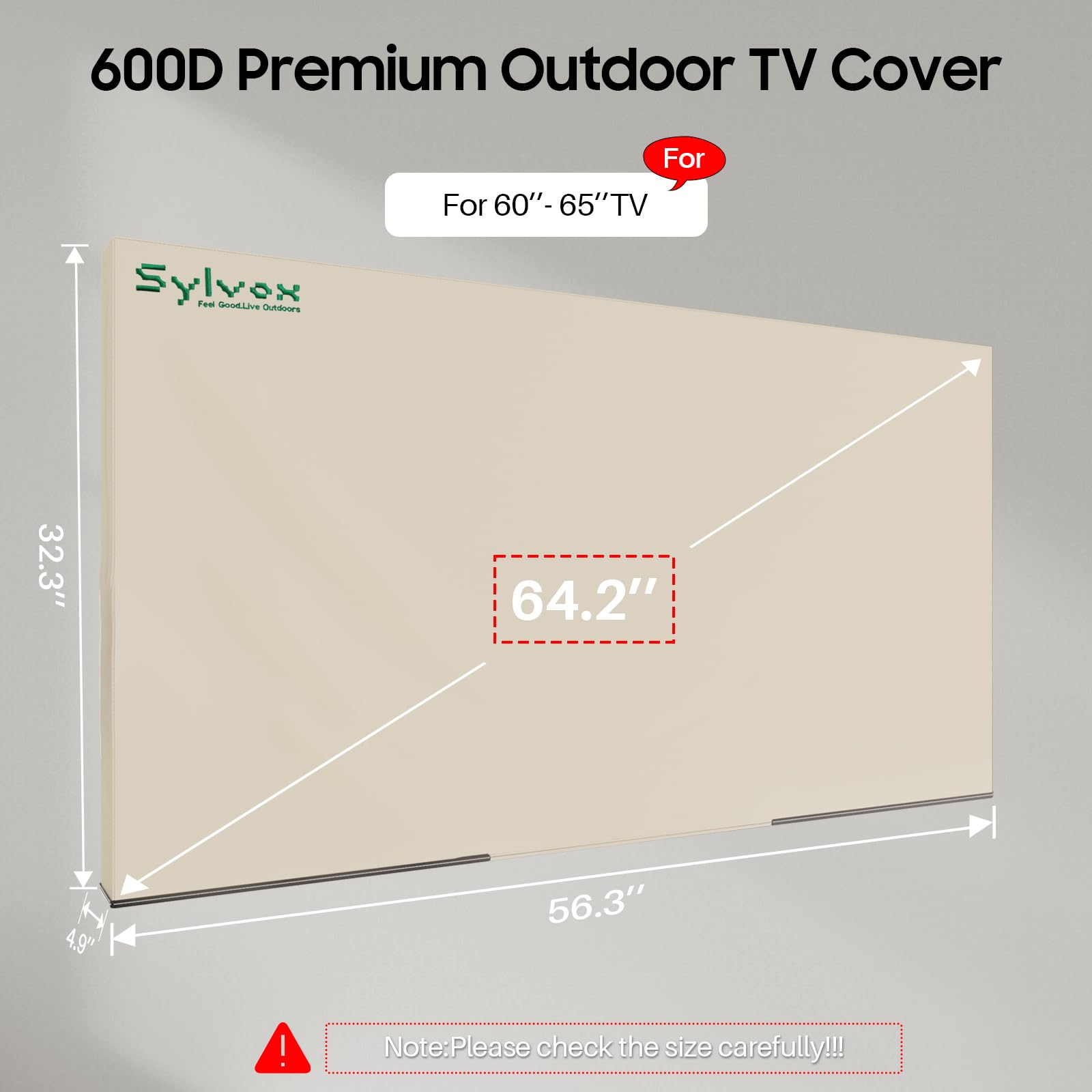 SYLVOX Outdoor TV Abdeckung, 600D TV Abdeckung für 60 bis 65 Zoll Fernseher, Wasserdicht, Wetterfest und Staubdicht TV Bildschirm Abdeckung mit Fernbedienungstasche, Perfekt für Outdoor TV Schutz