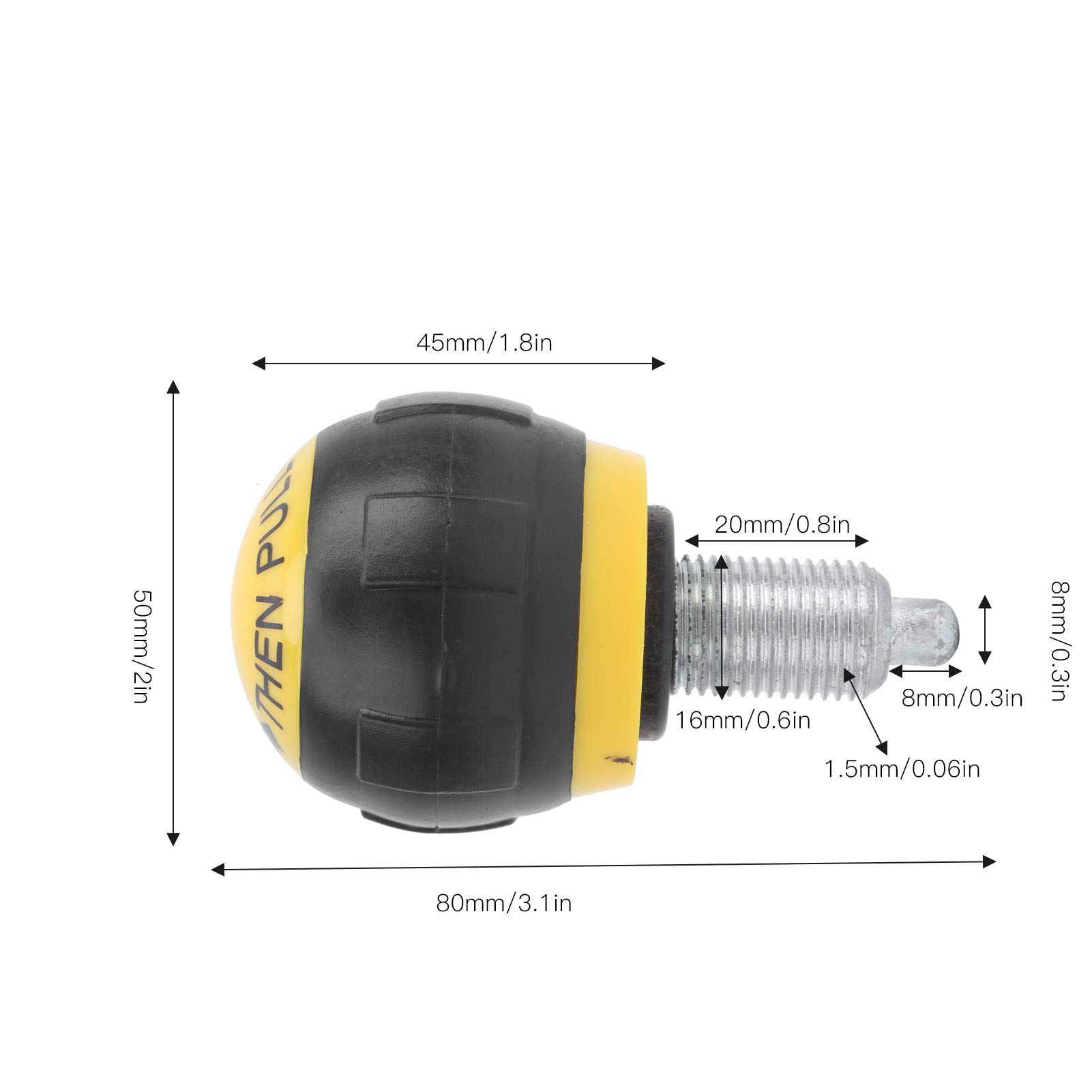 Joyzan Fitness Pop Pin, Stationärer Fahrradknopf M16 Anpassung Federknopf | Pin Heimtrainer Teile Meisten Ausrüstung Pull Spring Knob Ersatzteile Home Höhenverstellung Schrauben Übungs Ersatzzubehör