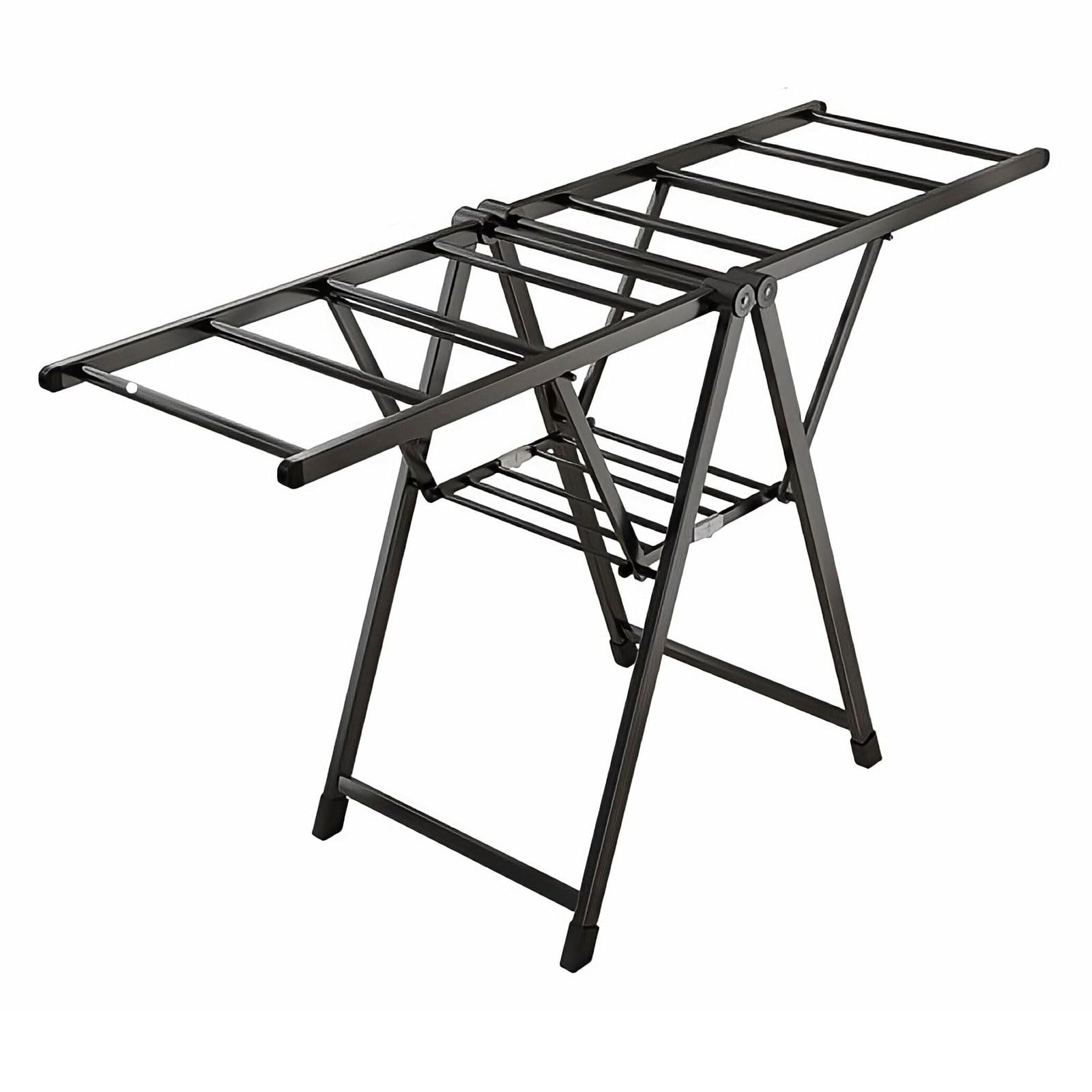 SBZIOJHDR clothes airer， 2-Tier Folding Laundry Drying Rack, Clothes With Height-Adjustable Wings Freestanding(130cm black)