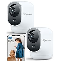 COCOCAM 2PCS 2K Telecamera WIFI Interno Senza Fili con Batteria 5200mAh