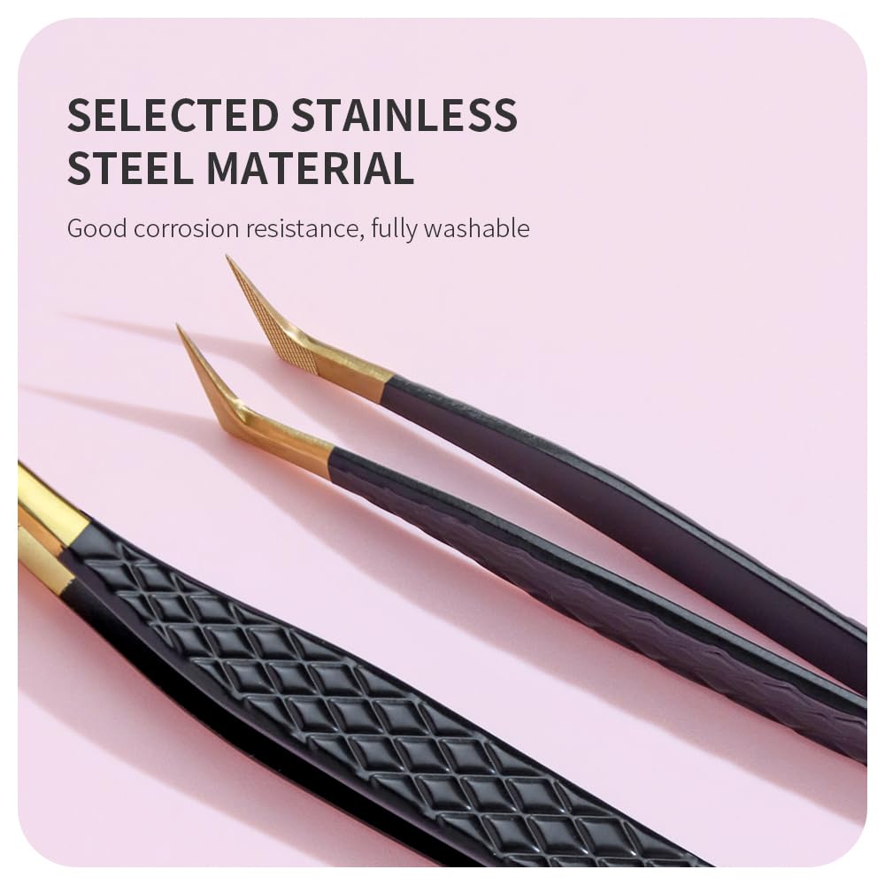 Pinzas para Extensiones de Pestañas Pinzas Pestañas Pelo a Pelo Lash Tweezers(A1+2+4+9+10)