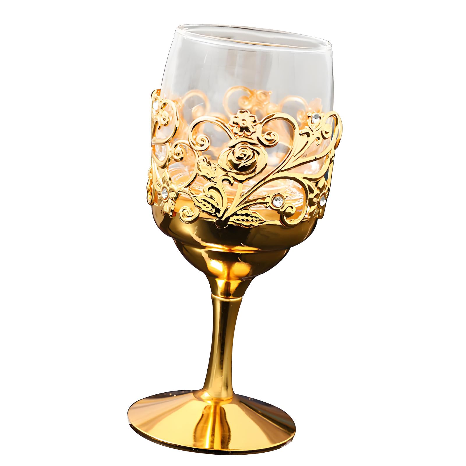 APGLSXY Sophisticated Metal Trimmed Glass Shot Cup Decorative Liquor Container Drinkware for Elegant Entertaining Historic Beverage Glass