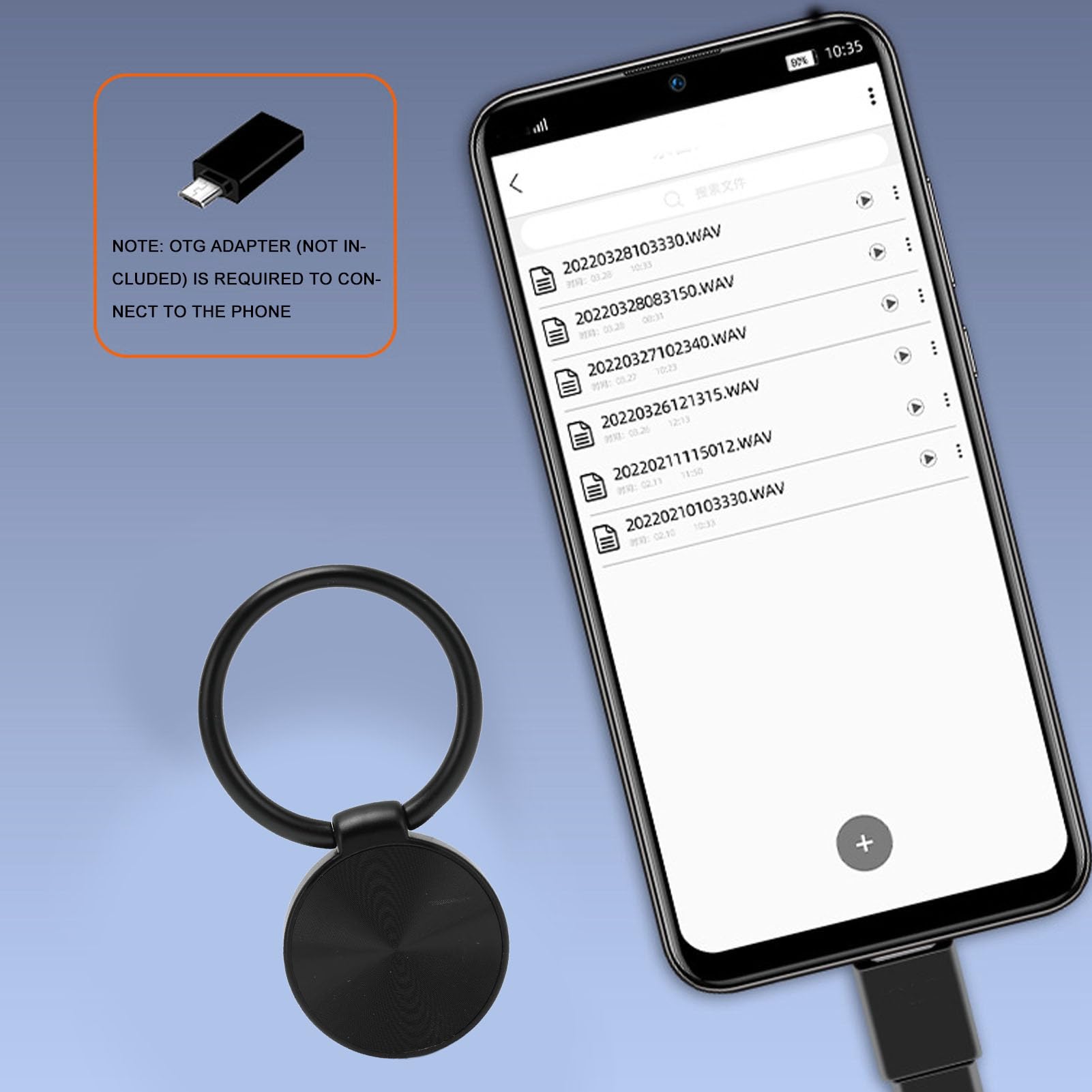 Pyhodi Portachiavi con Registratore Vocale da 4 GB con AI Smart HD Lossless Noise Reduction, Registratore Tascabile, Registratore MP3 per Conferenze, Interviste - Mini Registratore