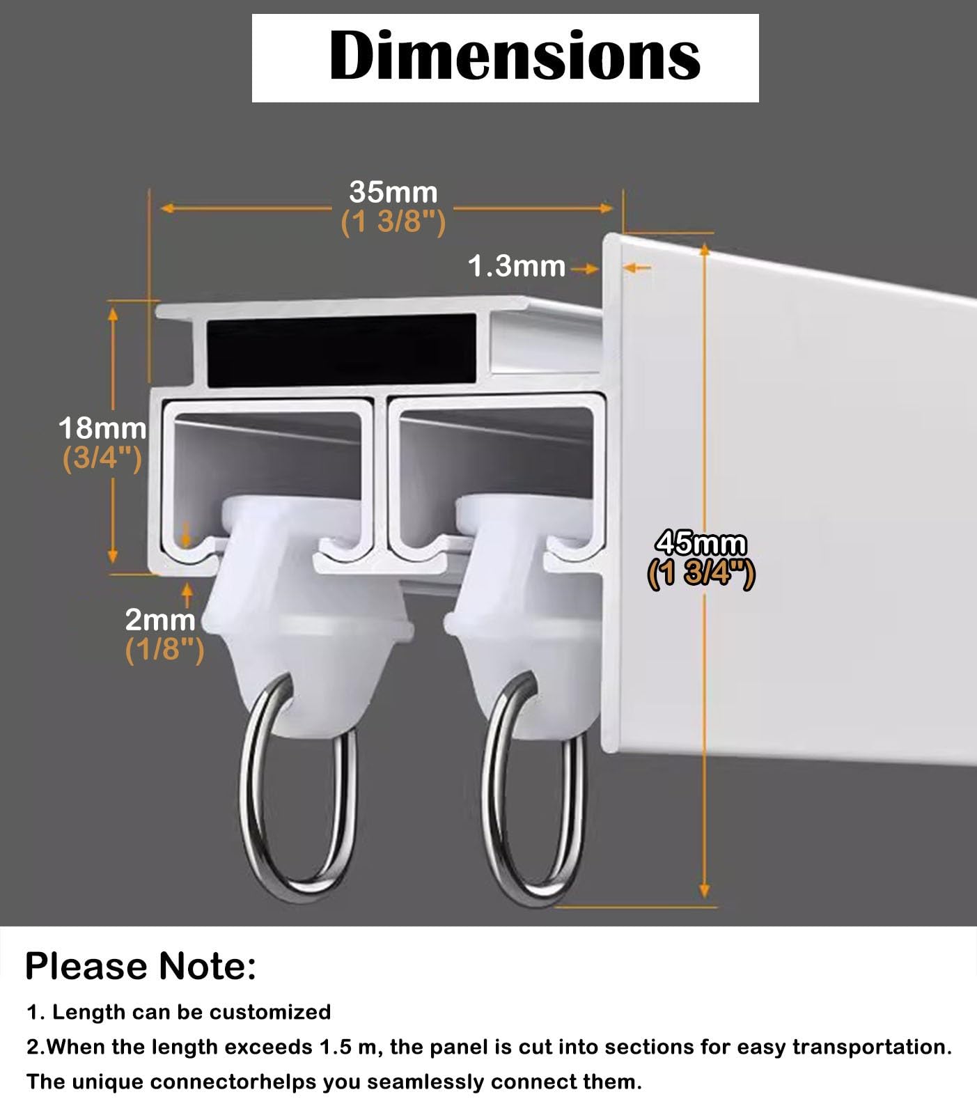 Riel Doble de Aluminio para Cortinas de una Capa, Montaje en Pared/Techo con Panel Opaco, Ideal para cenadores, caravanas y Balcones - Sistema de riel para Cortinas versá