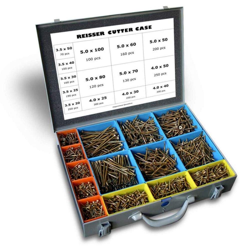 Reisser SC214MYCUTT 2480 Piece Logo Assorted Cutter Woodscrew Steel SortaCase, Yellow