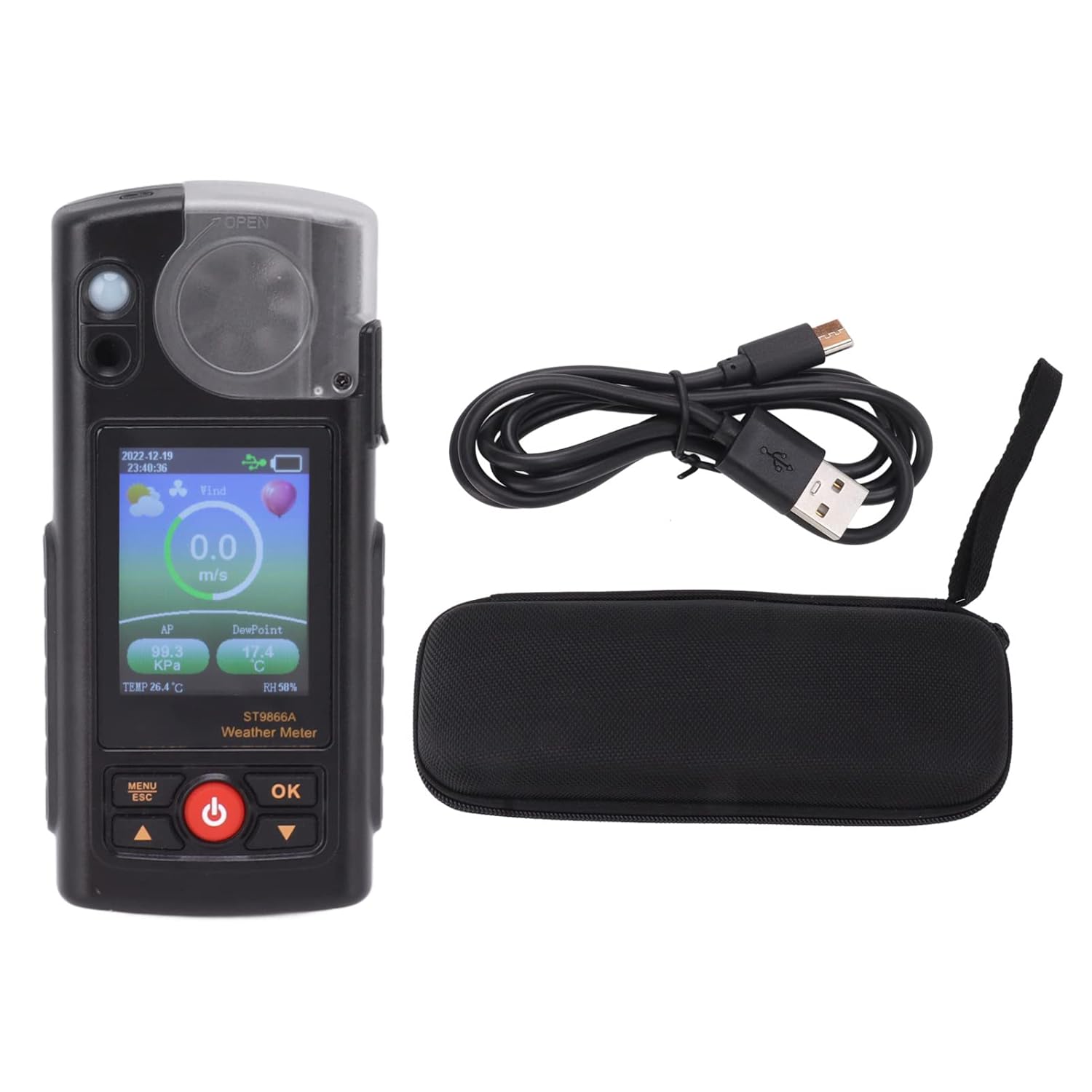 Digital Wind Speed Meter Gauge Wind Temperature Meter for Wind Speed High Accuracy Weather Meter Pocket Handheld Measuring Tool