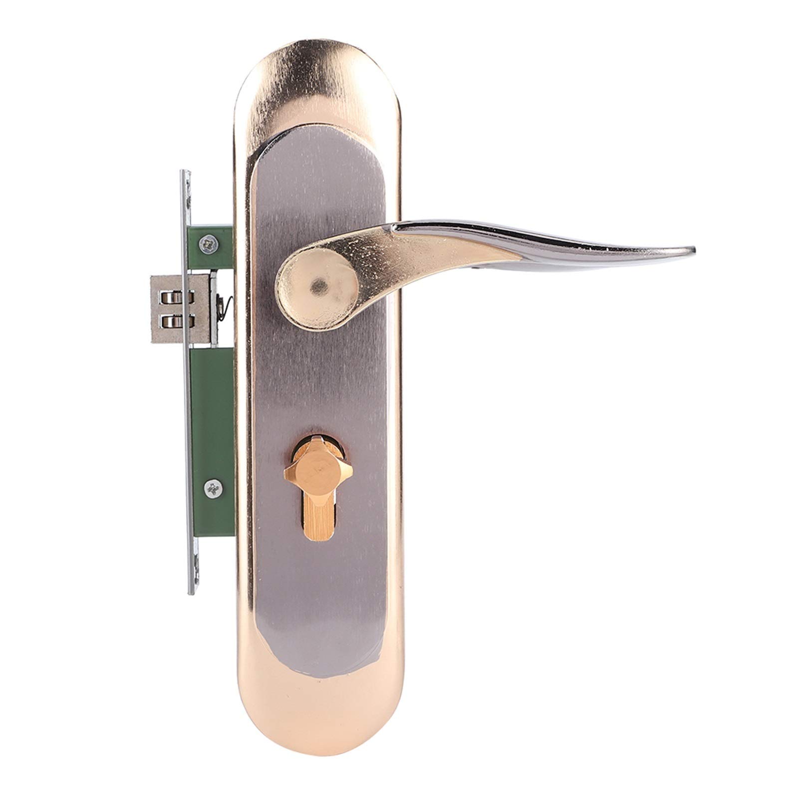 DFHEsdfD Door Handles, Household Indoor Security Lock Set with Keys Electroplating Aluminum Alloy Mute Bearing Door