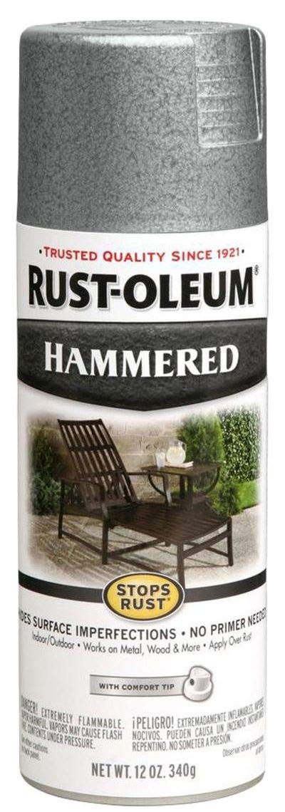 Rust-Oleum7213830 Stops Rust Hammered Spray Paint, 12 Oz, Silver, 12 Ounce (Pack of 1)