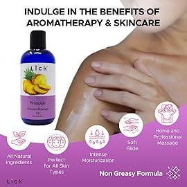 Lick Pineapple Passion Flavored Massage Oil - Sweet, Tropical, Body Safe for Intimacy & Romance, 8 oz