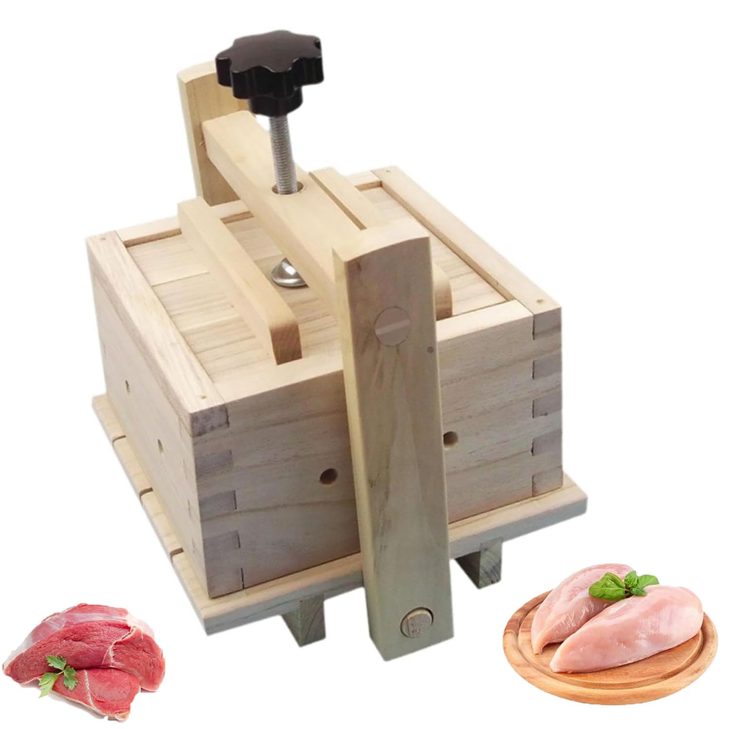 ZHJOPP Meats Press Tool, Meat Forming Box,Manual Lunch Meat Pressing Meat Tool with Pressure Rod Design,for Deli Meats,Homemade Beef Brick