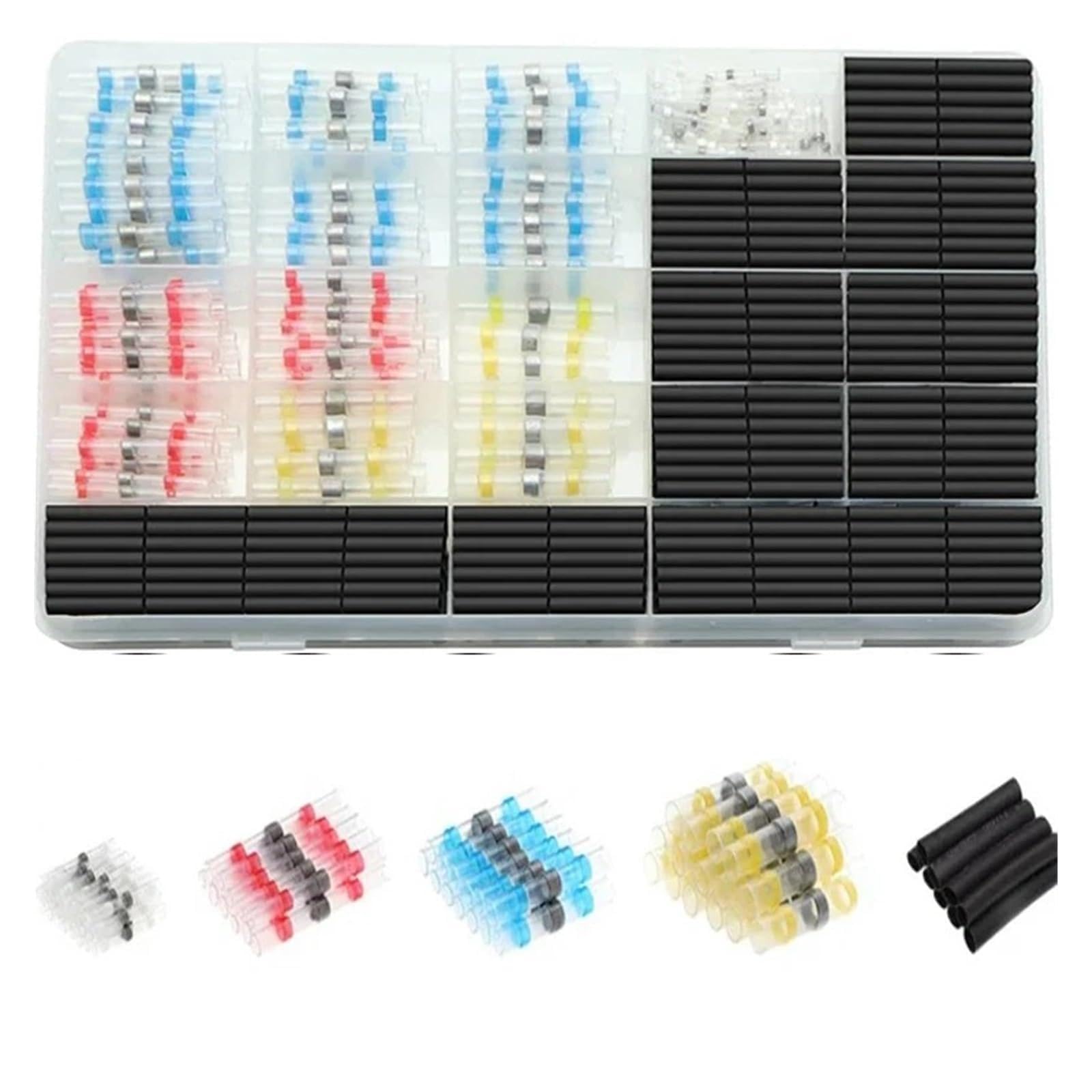 VWWJCCRO 900Pcs Solder Seal Wire Connectors Heat Shrink Solder Butt Connectors Solder Connector Kit Auto Marine Insulated