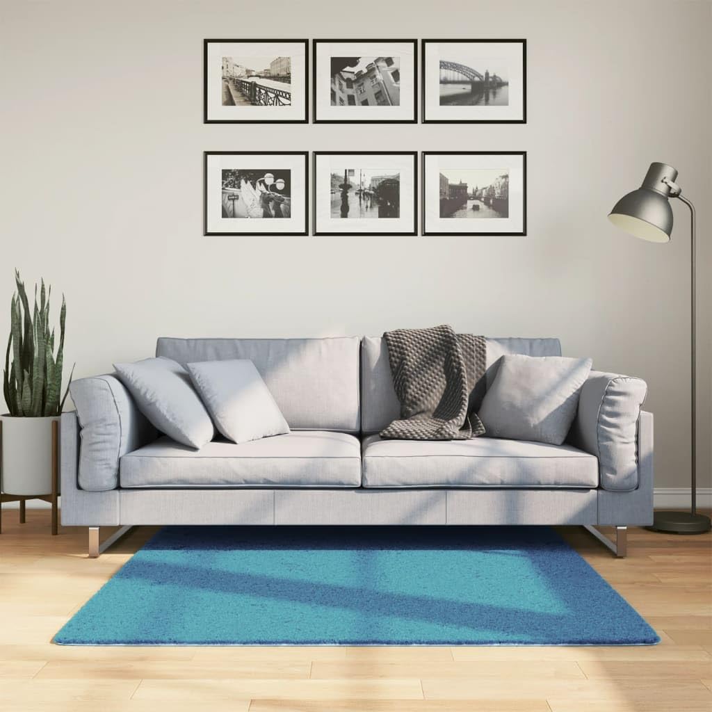 vidaXL Tapis Oviedo à Poils Courts Turquoise 120x120 cm
