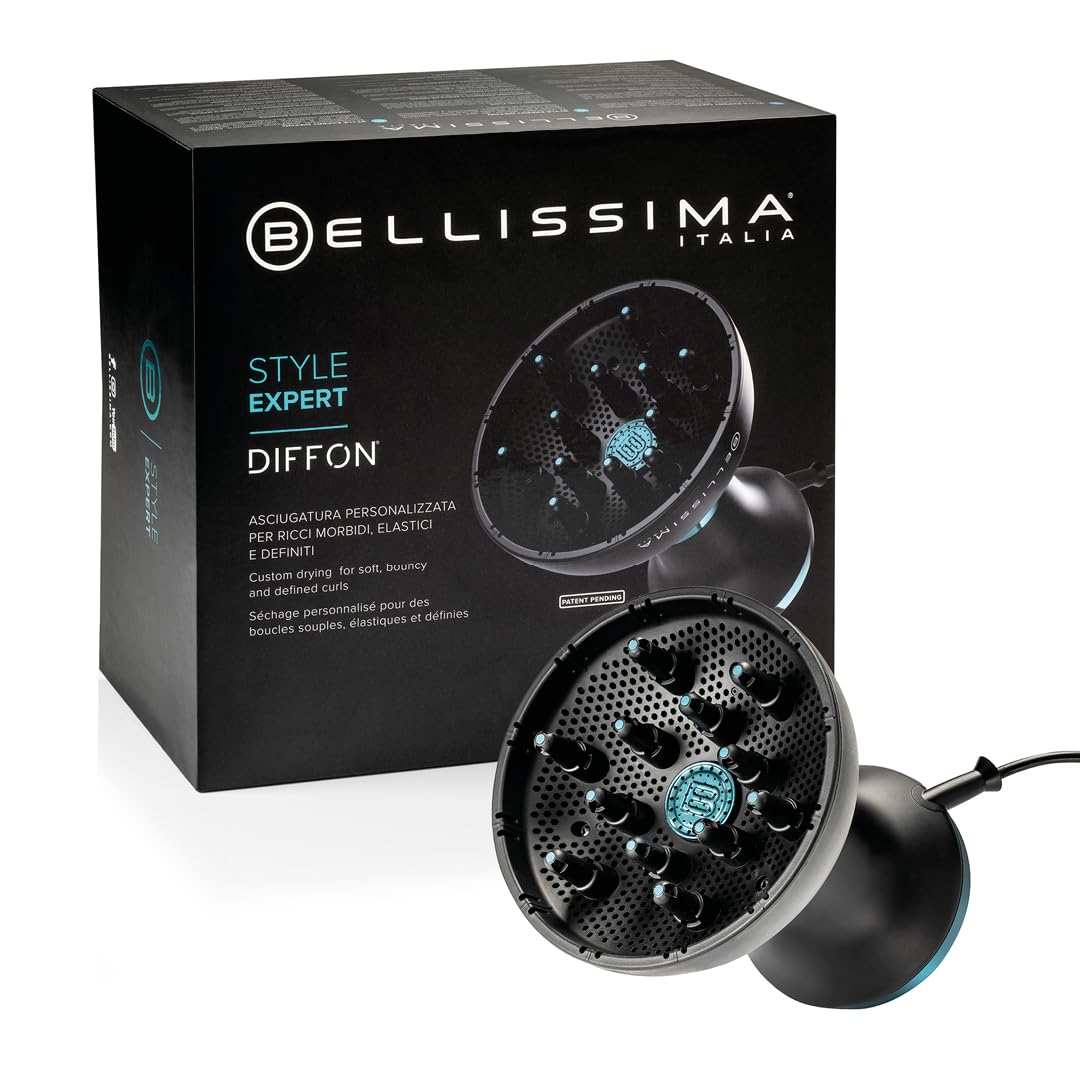 Bellissima Imetec Style Expert Diffon, Diffusore Aria Calda XL Professionale per Capelli Ricci, Tecnologia Ionica Anti-Crespo, 2 Velocità, 3 Temperature, Cavo 3m, Asciugatura Delicata