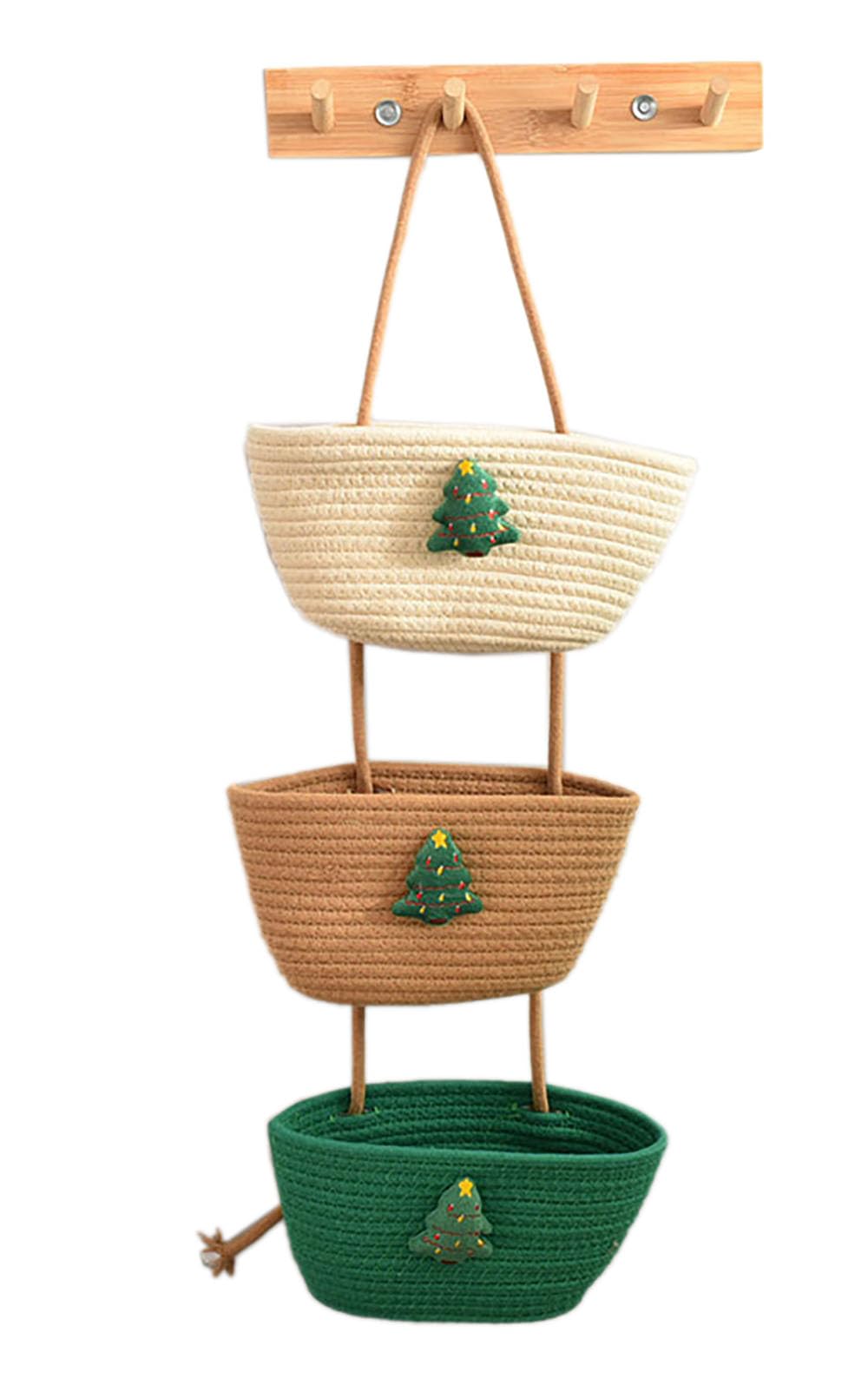 Canastas colgantes organizadoras: orden vertical de algodón tejido para tu cocina.