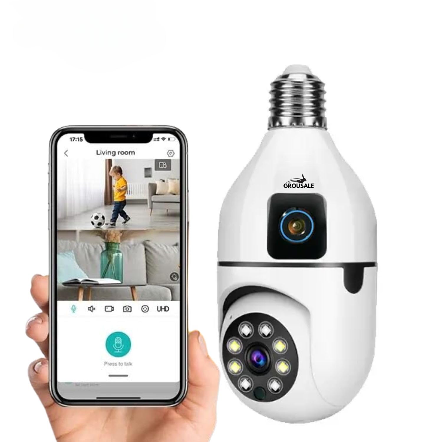 Grousale 2in1 [PTZ + Bullet] Dual Lens/Screen 5+5MP Full HD WiFi Wireless Indoor Camera w/Color Night Vision | PTZ Control | Human Motion Detection|360° View|Two Way Talk | Remote View-image-23