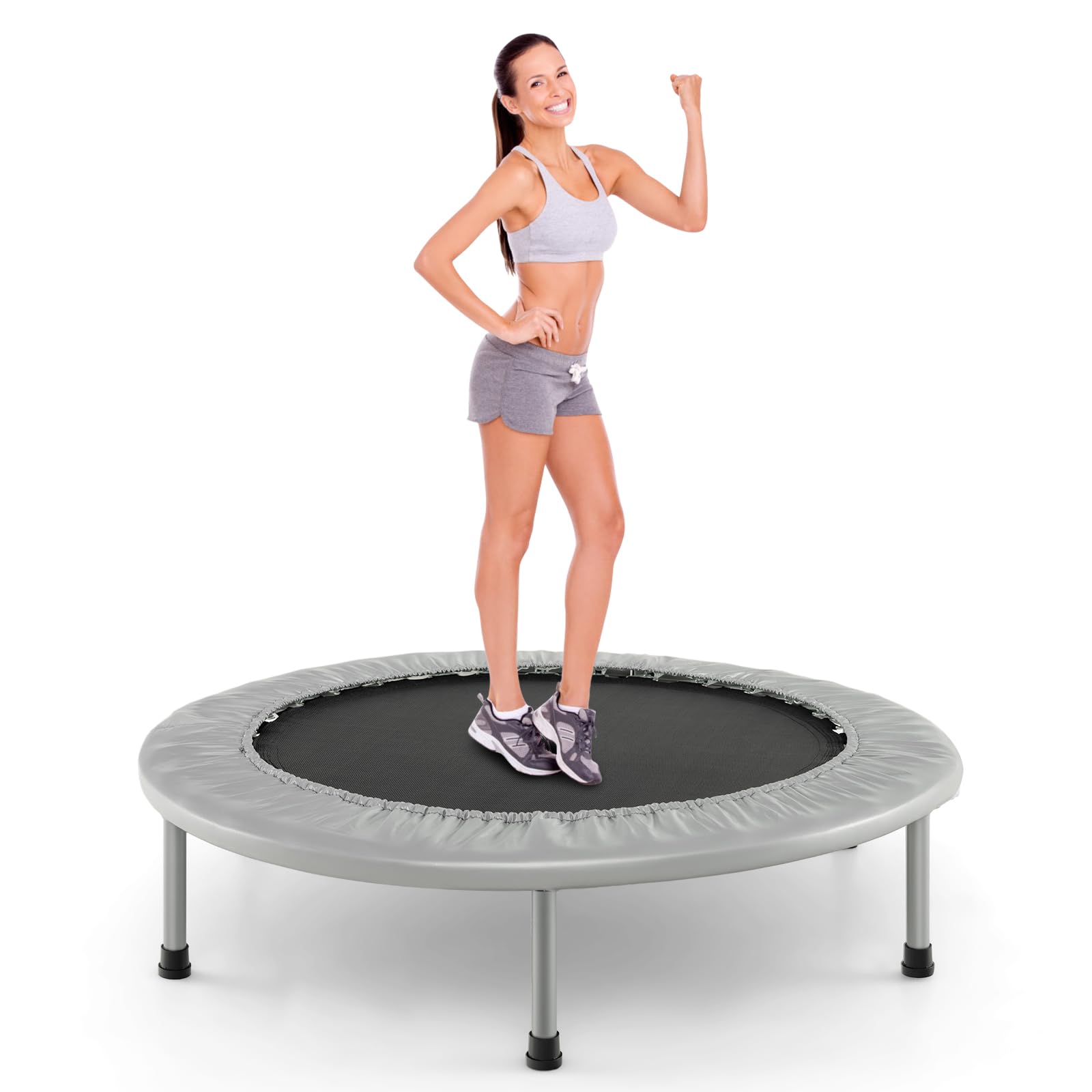 LIFEZEAL Trampolín Plegable Ø 97 cm, Mini trampolín de Entrenamiento con muelles, Marco de Acero Resistente, 150 kg de Capacidad, Saltador de Fitness para niños y Adultos