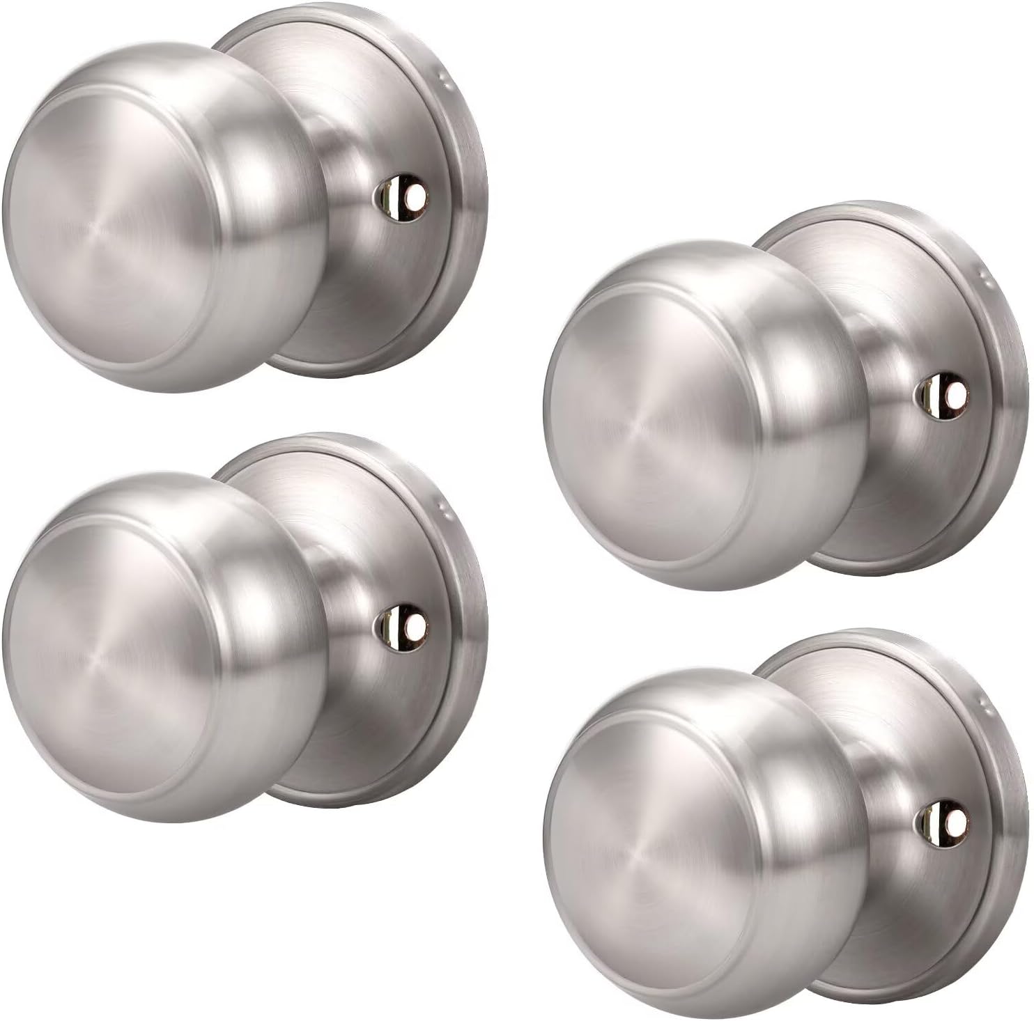 Knobonly 5 Pack Dummy Door Knob Pull/Push Function Single Side Handleset Satin Nickel Finish