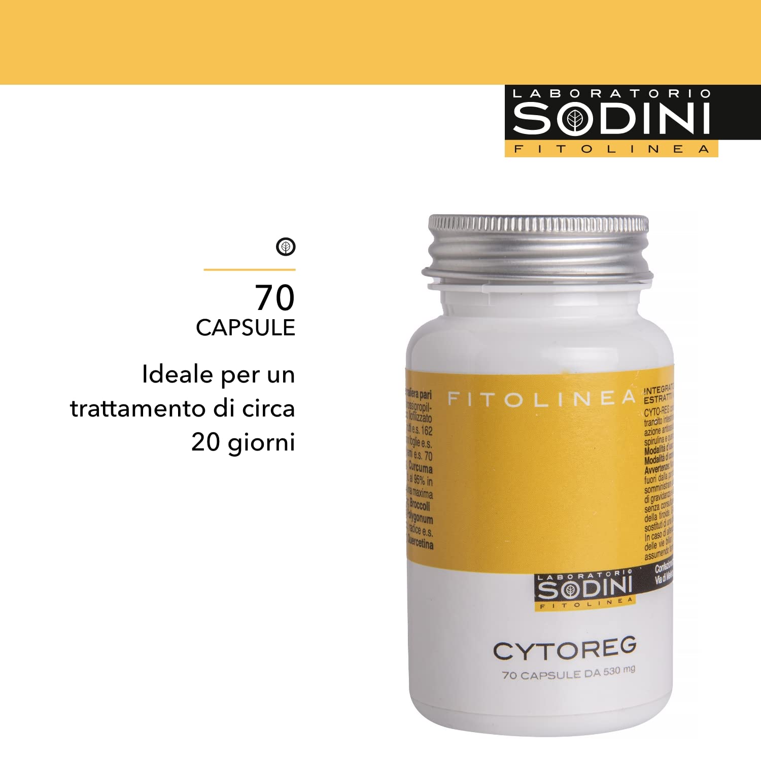 Cytoreg - Integratore Alimentare - con Vischio, Curcuma, Quercitina, Spirulina e Aloe - Azione Antiossidante, per il Fisiologico Metabolismo Cellulare - 70 Capsule