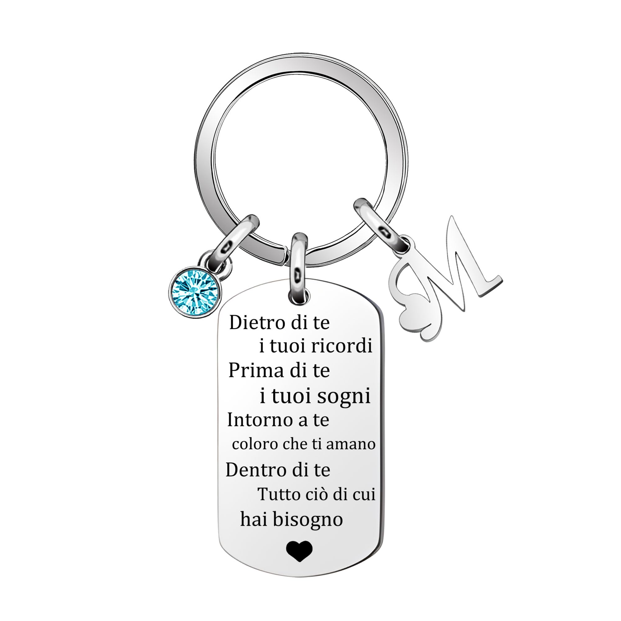 Inpirazione Portachiavi Regalo,Argento 26 Lettera A-Z Inglese Initial Pendente Portachiavi Per Le Donne Uomini Unisex Figlia Figlio Sorelle Amici Amante Compleanno Natale Laurea