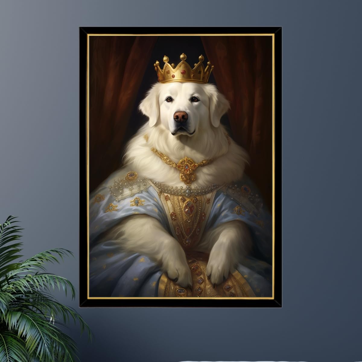 Great Pyrenees Royal Queen Jigsaw Puzzle 300/500/1000 Piece - Pet Royal Portrait Gift for Great Pyrenees Owner (500pc (38×52cm))