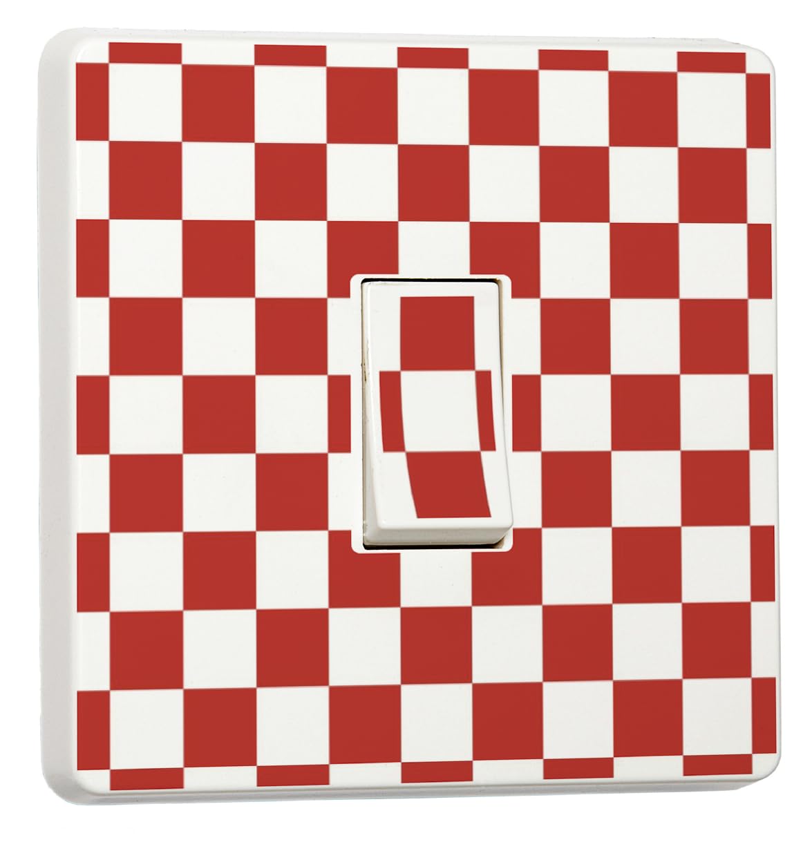 Stika.co Red Pack Of 2 Checker Print Vinyl Light Switch Stickers - Decorative Skins For Single Switch | Modern Home Decor