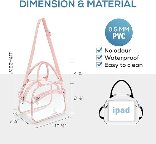 Miniatura 3 de TOURIT Bolsa de almuerzo transparente aprobada por el estadio con correa ajustable transparente para mujeres, hombres, trabajo, escuela