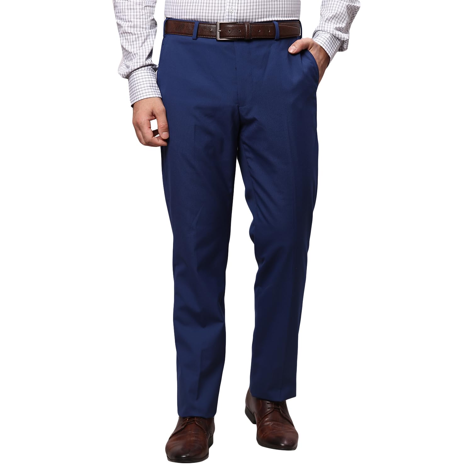 park avenue Men's Polyester Blend Structure Pattern Smart Fit Flat Front Formal Trouser-picture-21