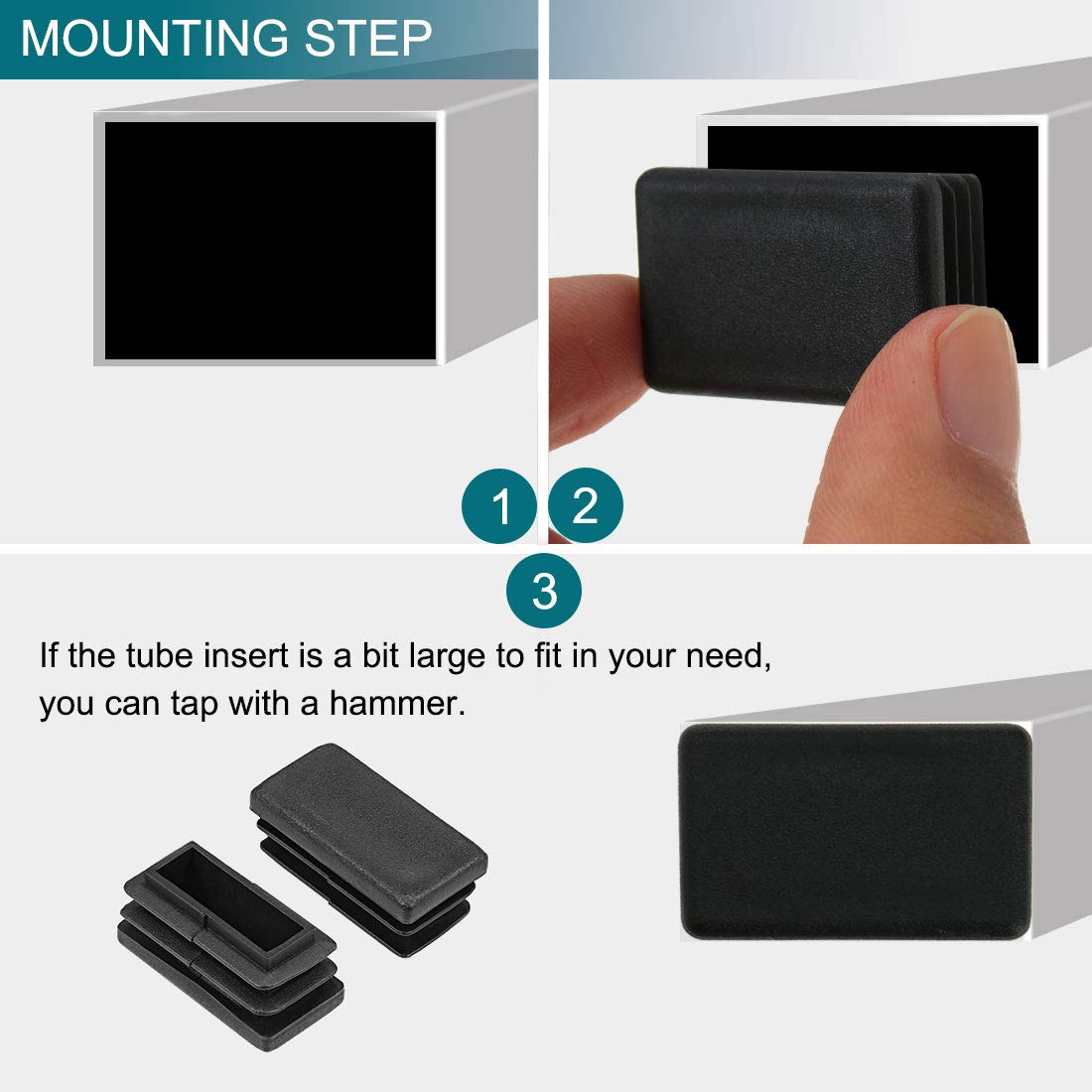 uxcell Plastic Plug End Caps 30mm x 15mm Rectangular Furniture Table Chair Legs 12Pcs — view 5