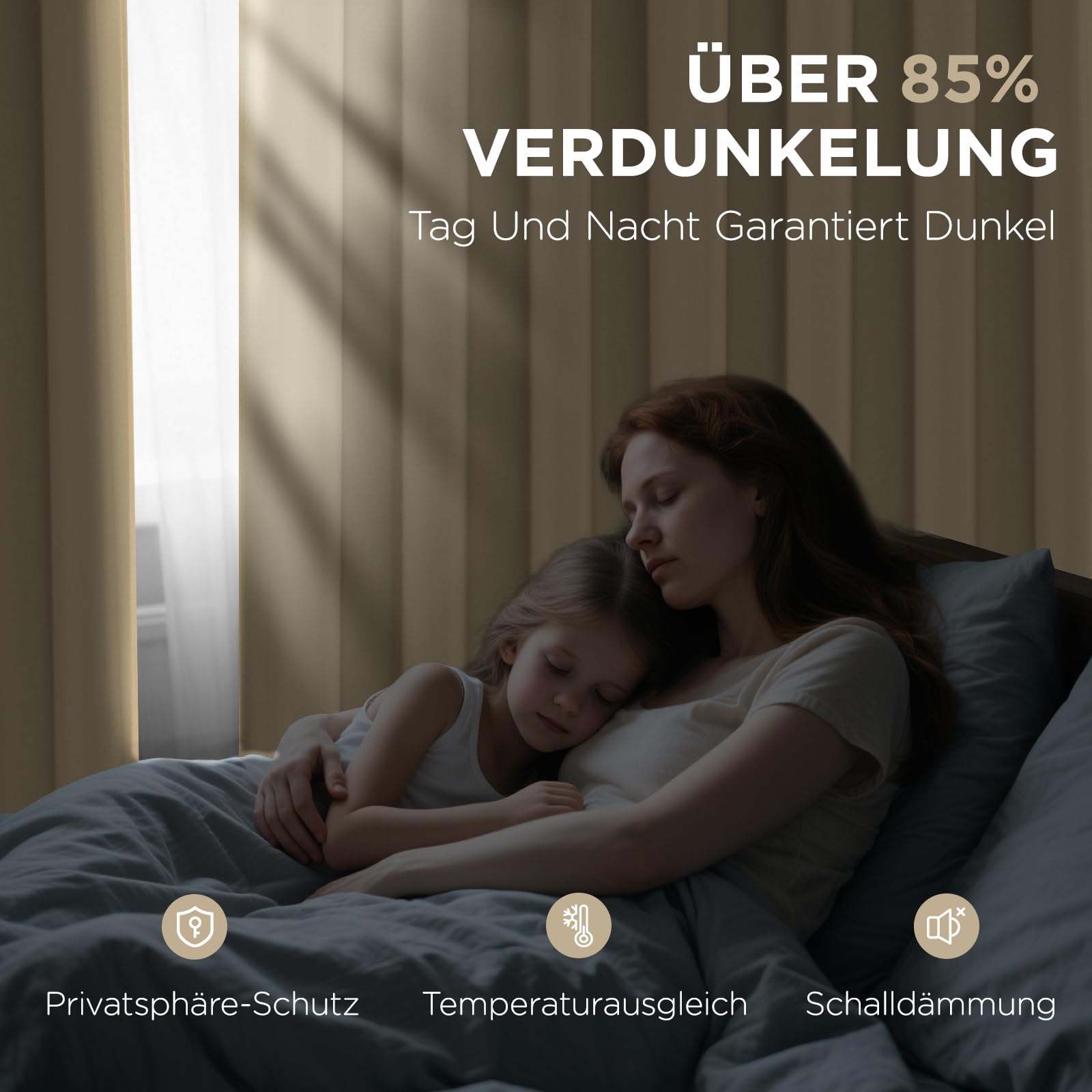 Joydeco Blickdichte Vorhänge mit Ösen Gardinen 2 Stück H 200 x B 140 Verdunkelungsvorhang Beige Thermovorhang Hitzeschutz – Bild 2