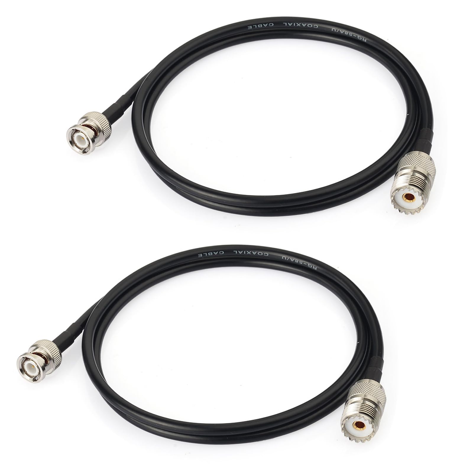 Cable coaxial RG58 BNC macho a SO239 hembra UHF de 50 ohmios para antena de radioaficionado de 3 pies 7
