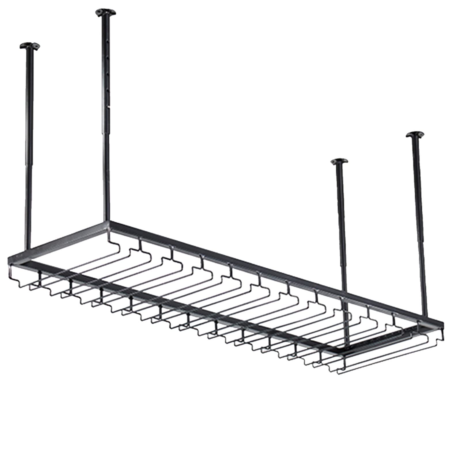 Casier à vin de plafond noir industriel 60x35cm avec porte-verres réglable