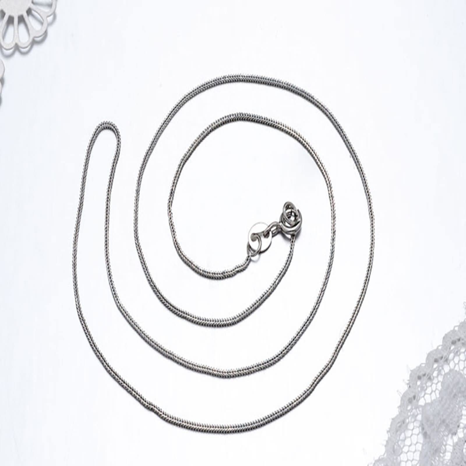 Collana Catena Lunga Donna,Collana Donna 40-45 cm Catena 0.8mm Catena Grano Collane 925 Collana da Donna Argento